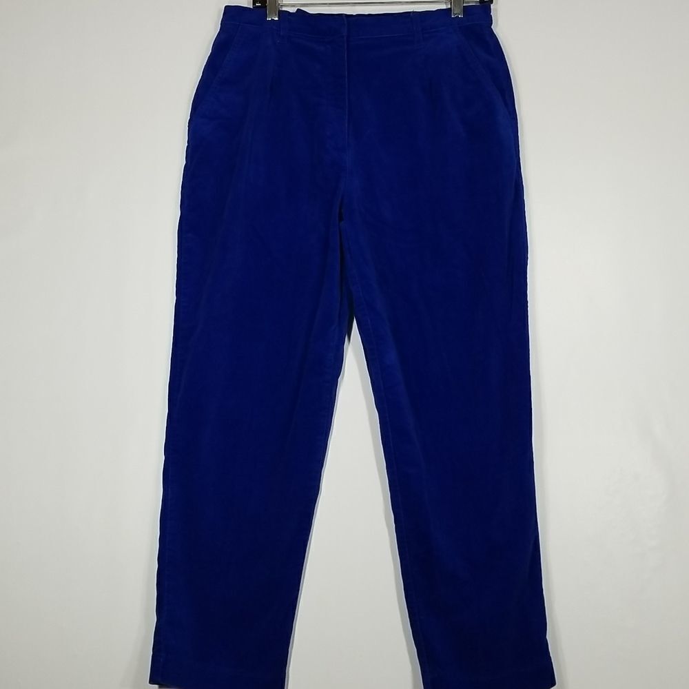 Tabi Pants Woman's Size 12 Petites Stretch Purple Blue Velvet Vintage Office